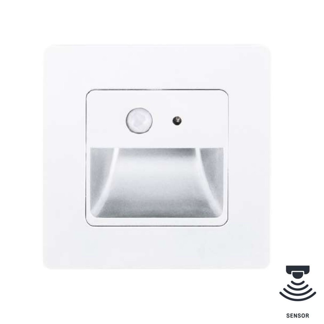 MOLLED MOL9018 1 Watt Sensörlü Beyaz Kare Sıva Altı LED Merdiven Armatürü - Plastik - Gün Işığı (3000K)