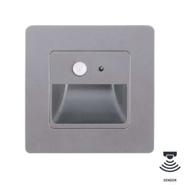 MOLLED MOL9016 1 Watt Sensörlü Gri Kare Sıva Altı LED Merdiven Armatürü - Plastik - Gün Işığı (3000K)
