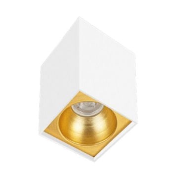 inoled 9258-04 10x10x14 cm Beyaz-Gold Sıva Üstü Spot Kasası - GU10 Duylu - Metal