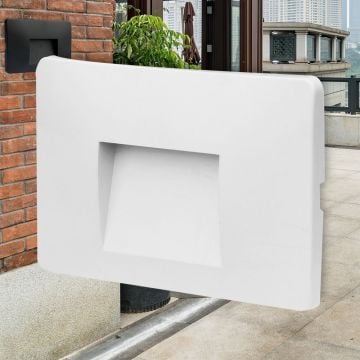 Braytron BG38-02100 3 Watt Sıva Üstü Dikdörtgen Dış Mekan LED Merdiven Armatürü - Beyaz PC Gövde - Gün Işığı (3000K)