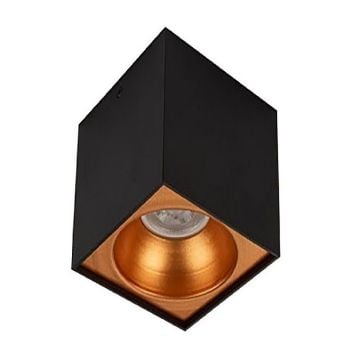 inoled 9257-01 10x10x14 cm Siyah-Bakır Sıva Üstü Spot Kasası - GU10 Duylu - Metal