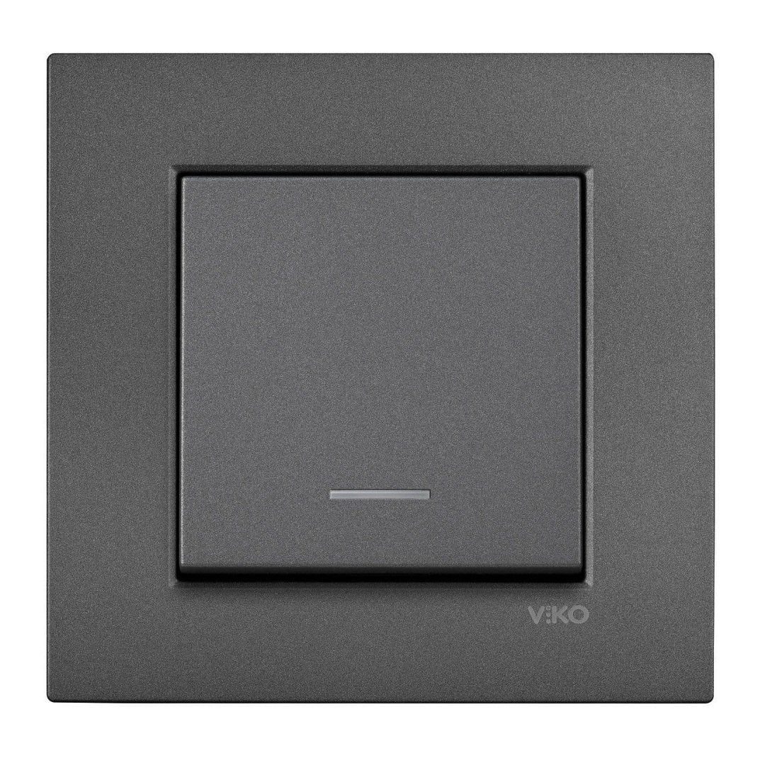 VİKO Novella/Trenda 92605319 Işıklı Anahtar Düğmesi [Antrasit]