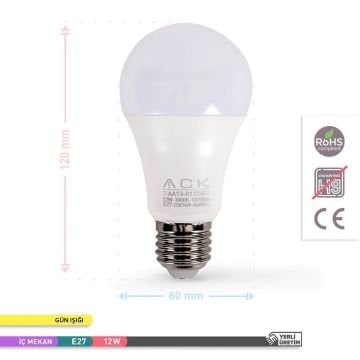 ACK AA13-01220 12 Watt LED Ampul - SAMSUNG LED - Gün ışığı (3000K)