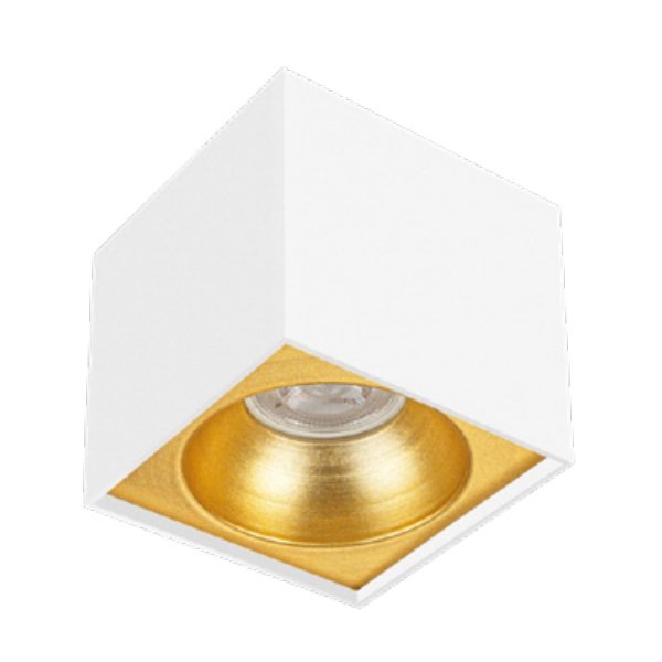 inoled 9254-04 10x10x10 cm Beyaz-Gold Sıva Üstü Spot Kasası - GU10 Duylu - Metal