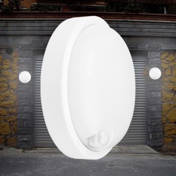 Braytron BC17-21100 18 Watt Beyaz Kasa Yuvarlak Sensörlü Dış Mekan LED Aplik - Gün Işığı (3000K)