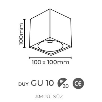 inoled 9254-03 10x10x10 cm Beyaz Sıva Üstü Spot Kasası - GU10 Duylu - Metal