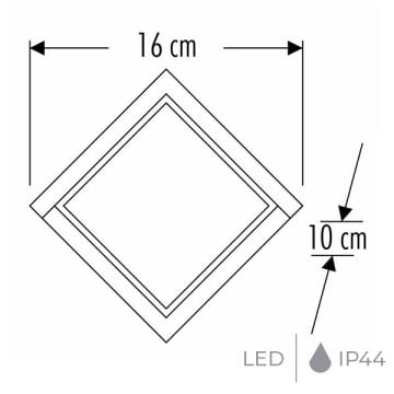 CATA CT-7074 15 Watt Siyah Kare Dış Mekan LED Aplik - Gün Işığı (3200K)