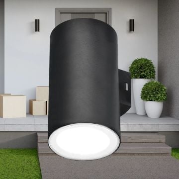 Braytron BG38-02582 2x9 Watt Gri Kasa Çift Yönlü Dış Mekan LED Aplik - 3 Işık Renkli (Beyaz + Ilık Beyaz + Gün Işığı)