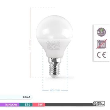 ACK AA11-00523 5 Watt LED G45 Top Ampul - Beyaz Işık (6500K)