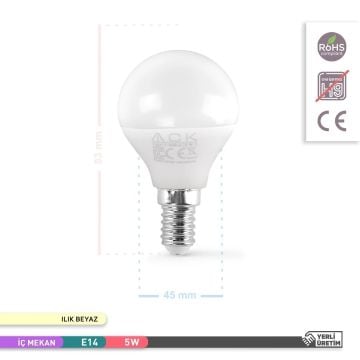 ACK AA11-00521 5 Watt LED G45 Top Ampul - Ilık Beyaz (4000K)