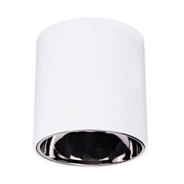 inoled 9242-05 10x10 cm Beyaz-Platin Sıva Üstü Silindir Spot Kasası - GU10 Duylu - Metal