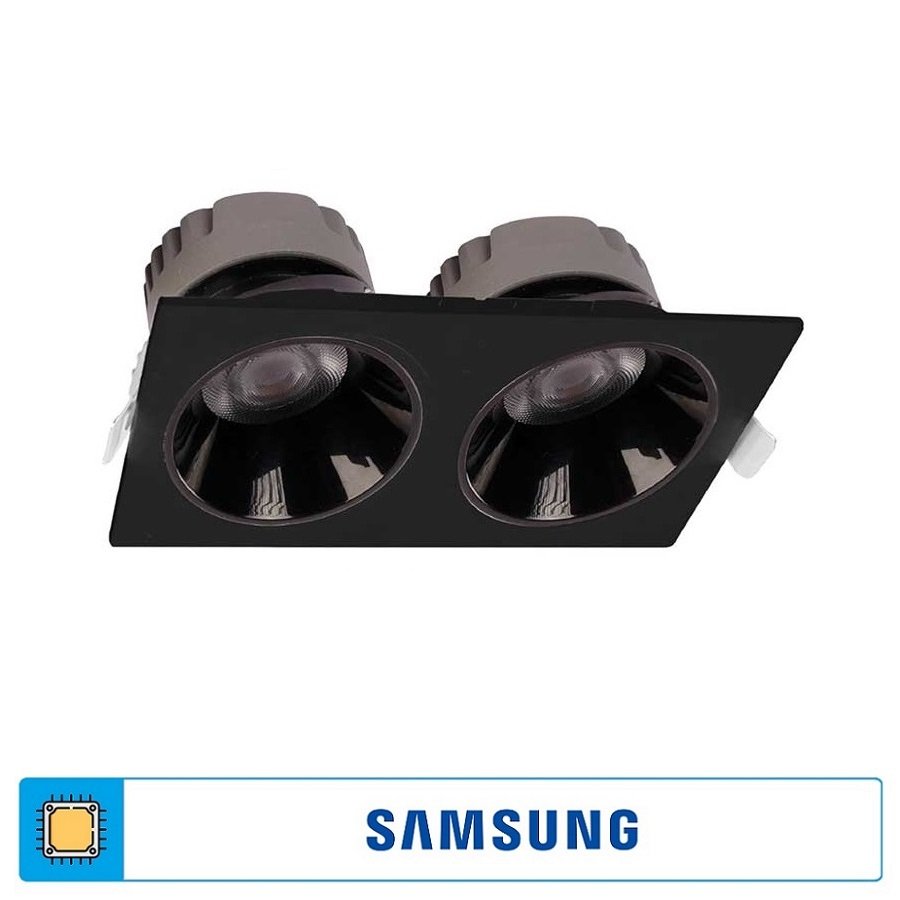 ACK AD10-02611 2x18 Watt Siyah İkili Sıva Altı SAMSUNG LED Spot - Ilık Beyaz (4000K)