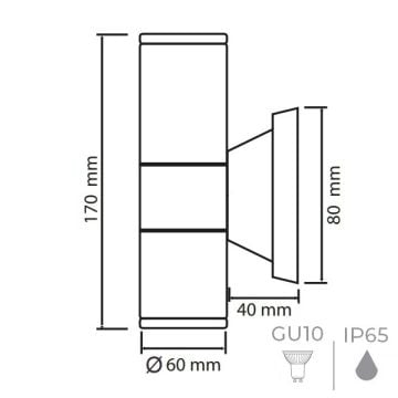 MOLLED MOL8028 Siyah/Antrasit/Beyaz Çift Yönlü Dış Mekan Aplik (Metal Gövde - GU10 Duylu)