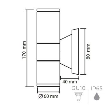 MOLLED MOL8028 Siyah/Antrasit/Beyaz Çift Yönlü Dış Mekan Aplik (Metal Gövde - GU10 Duylu)