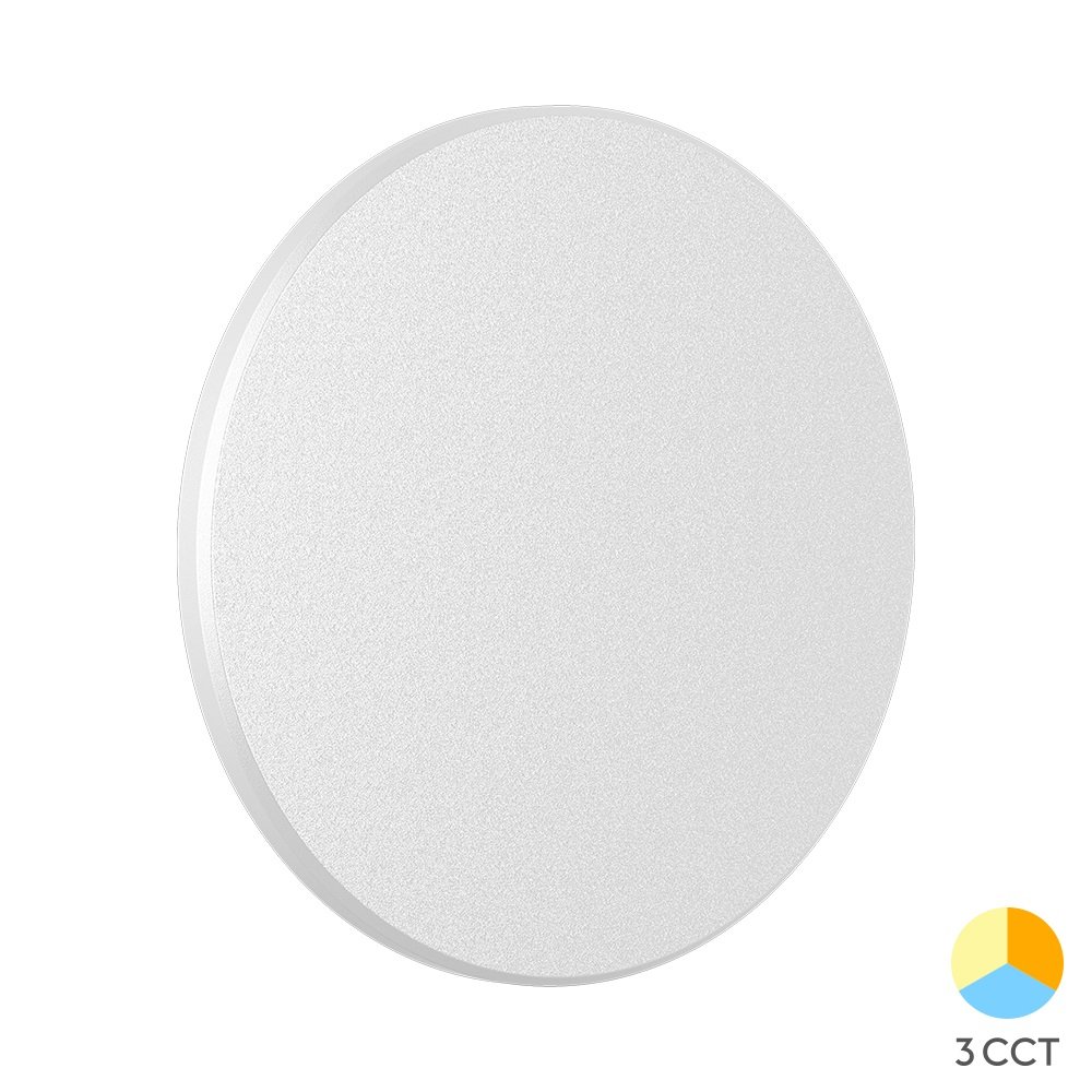 Braytron BG37-00280 12 Watt Beyaz Kasa Yuvarlak Dış Mekan LED Aplik - 3 Işık Renkli (Beyaz + Ilık Beyaz + Gün Işığı)