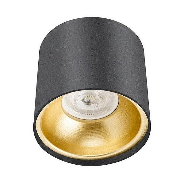 inoled 9241-04 10x10 cm Siyah-Gold Sıva Üstü Silindir Spot Kasası - GU10 Duylu - Metal