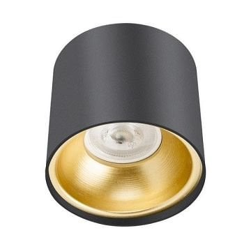 inoled 9241-04 10x10 cm Siyah-Gold Sıva Üstü Silindir Spot Kasası - GU10 Duylu - Metal