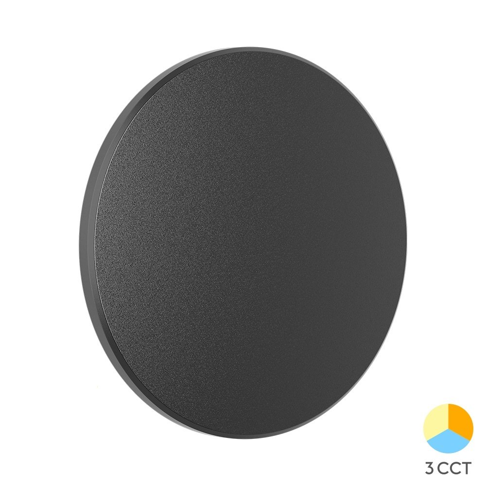 Braytron BG37-00281 12 Watt Siyah Kasa Yuvarlak Dış Mekan LED Aplik - 3 Işık Renkli (Beyaz + Ilık Beyaz + Gün Işığı)