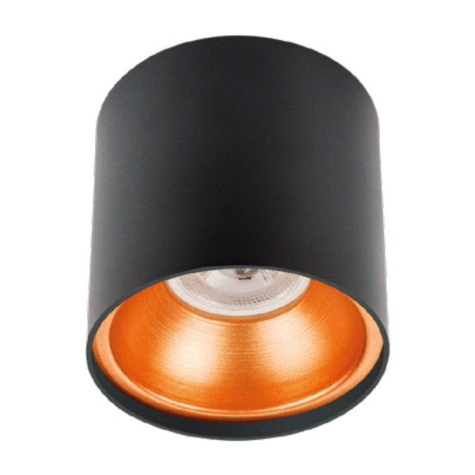 inoled 9241-01 10x10 cm Siyah-Bakır Sıva Üstü Silindir Spot Kasası - GU10 Duylu - Metal