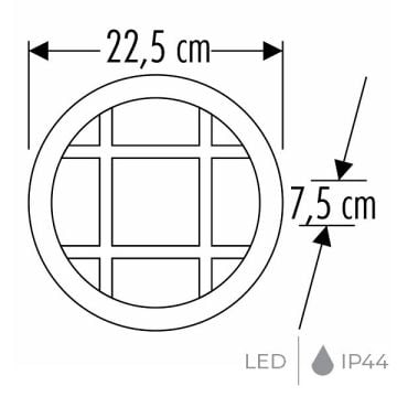 CATA CT-7097 KAPRİ 22 Watt Siyah Dış Mekan LED Aplik - Beyaz Işık (6400K)