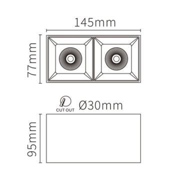 JUPITER LC606 2x10 Watt Siyah-Gold Sıva Üstü İkili LED Spot - Metal - Gün Işığı (3000K) - CREE LED & EAGLERISE Driver