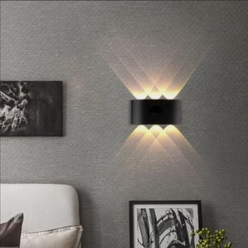 MOLLED MOL8016 2x3 Watt Siyah/Beyaz Çift Yönlü Dış Mekan LED Aplik (Metal Gövde)