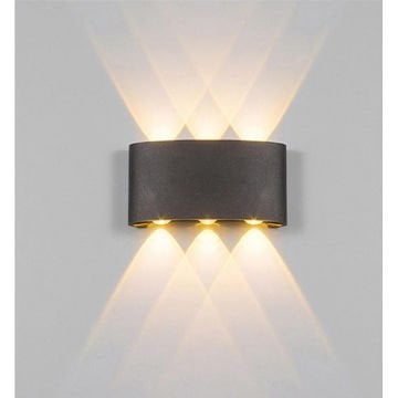 MOLLED MOL8016 2x3 Watt Siyah/Beyaz Çift Yönlü Dış Mekan LED Aplik (Metal Gövde)
