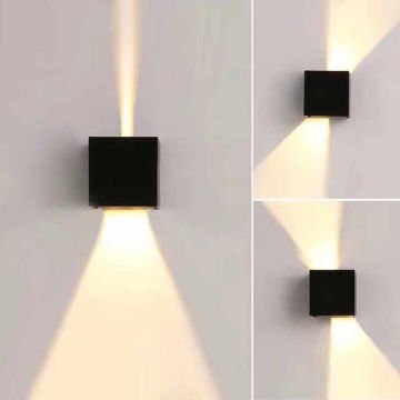 MOLLED MOL8011 2x3 Watt Siyah Çift Yönlü Dış Mekan LED Aplik - Metal Gövde - Gün Işığı (3000K)