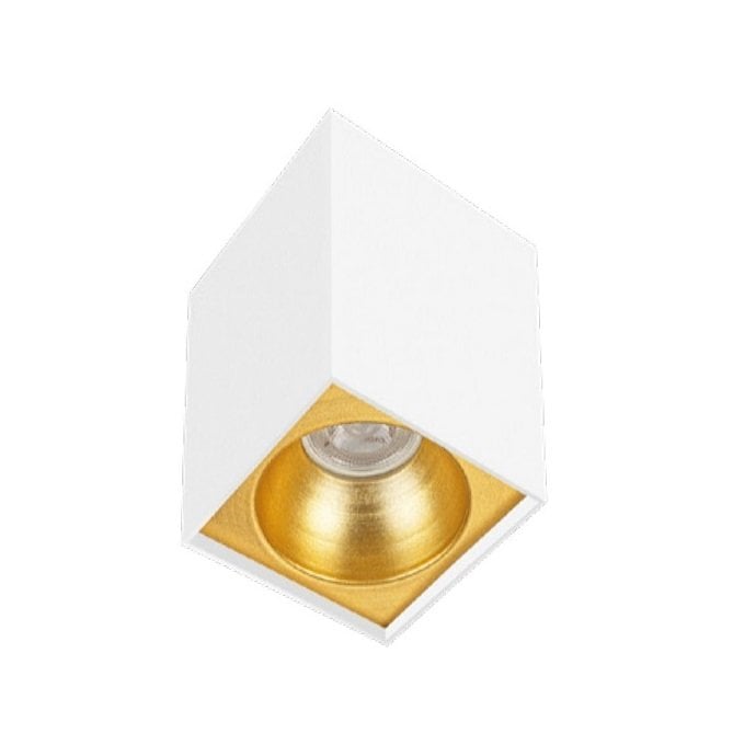inoled 9250-04 8x8x10 cm Beyaz-Gold Sıva Üstü Spot Kasası - GU10 Duylu - Metal