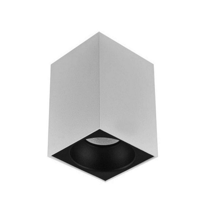 inoled 9250-02 8x8x10 cm Beyaz-Siyah Sıva Üstü Spot Kasası - GU10 Duylu - Metal
