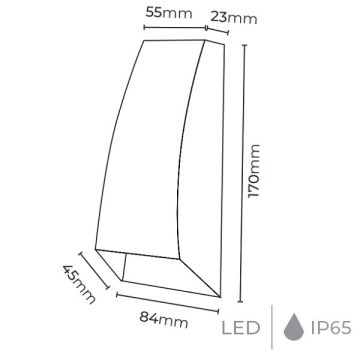 MOLLED MOL8004 2x3 Watt Beyaz Çift Yönlü Dış Mekan LED Aplik - Metal Gövde - Gün Işığı (3000K) - IP54