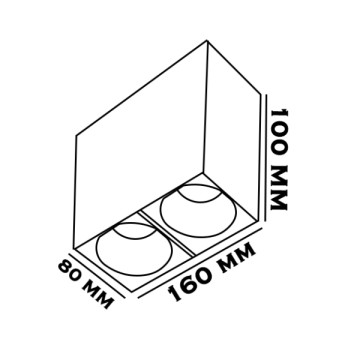 8x16x10 cm Siyah-Gold Sıva Üstü Spot