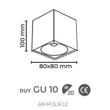 inoled 9249-01 8x8x10 cm Siyah-Gold Sıva Üstü Spot Kasası - GU10 Duylu - Metal