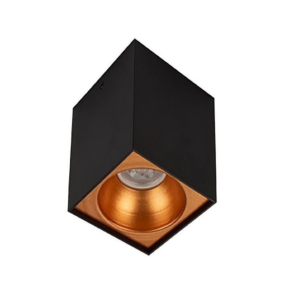 inoled 9249-01 8x8x10 cm Siyah-Gold Sıva Üstü Spot Kasası - GU10 Duylu - Metal