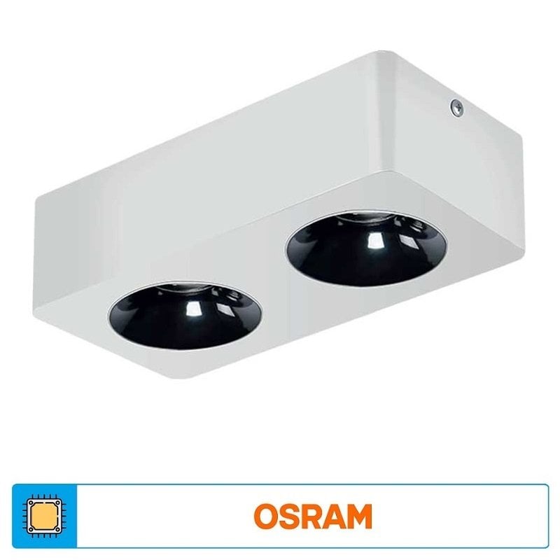 ACK AH12-01230 2x10 Watt 10x20x6 cm Siyah-Platin Sıva Üstü İkili LED Spot - Metal - Ilık Beyaz (4000K)