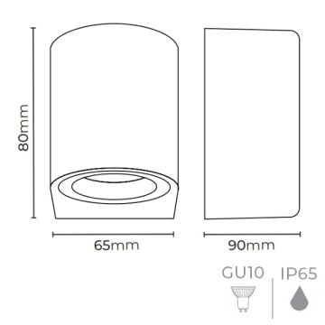 MOLLED MOL8005 Siyah/Antrasit/Beyaz Tek Yönlü Dış Mekan Aplik (Metal Gövde - GU10 Duylu)