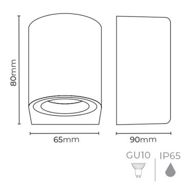 MOLLED MOL8005 Siyah/Antrasit/Beyaz Tek Yönlü Dış Mekan Aplik (Metal Gövde - GU10 Duylu)