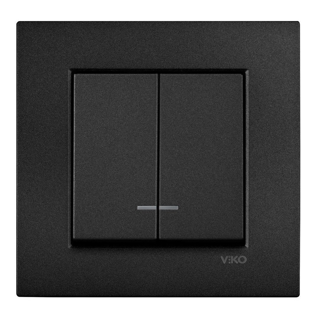 VİKO Novella/Trenda 92605550 Işıklı Komütatör Düğmesi [Siyah]