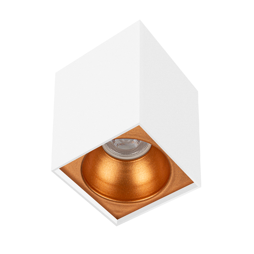 8x8x10 cm Beyaz-Bakır Sıva Üstü Spot