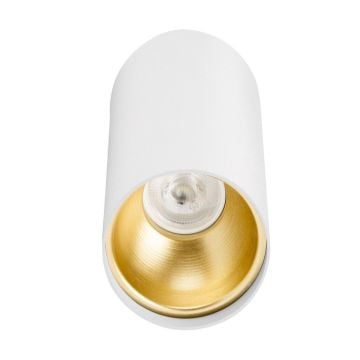 inoled 9238-04 8x10 cm Beyaz-Gold Sıva Üstü Silindir Spot Kasası - GU10 Duylu - Metal