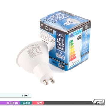 ACK AA24-01553 5 Watt GU10 Duylu Mercekli LED Ampul - SAMSUNG LED - Beyaz Işık (6500K)