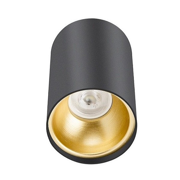 inoled 9237-04 8x10 cm Siyah-Gold Sıva Üstü Silindir Spot Kasası - GU10 Duylu - Metal