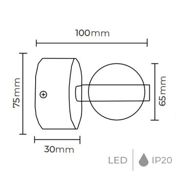 MOLLED MOL8024 2x2 Watt Çift Yönlü LED Aplik - Metal Gövde - Gün Işığı (3000K)