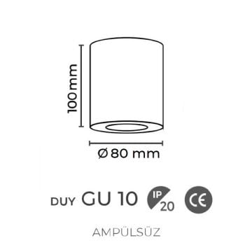 inoled 9237-02 8x10 cm Siyah Sıva Üstü Silindir Spot Kasası - GU10 Duylu - Metal