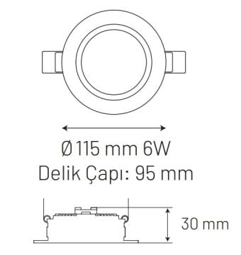 MONO 120-060115-401 6 Watt Sıva Altı Yuvarlak LED Panel - Ilık Beyaz (4000K) [CREE LED]