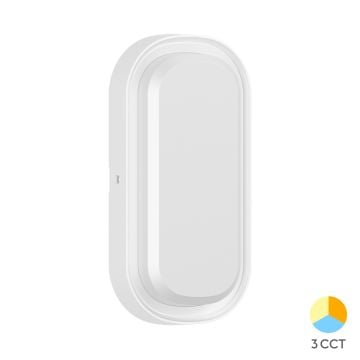 Braytron BC18-00280 12 Watt Beyaz Kasa Elips Dış Mekan LED Aplik - 3 Işık Renkli (Beyaz + Ilık Beyaz + Gün Işığı)