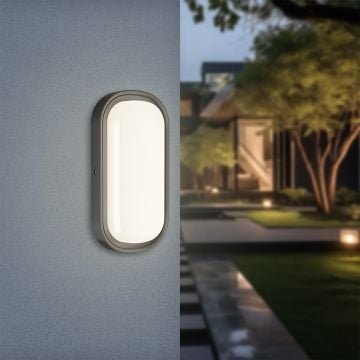 Braytron BC18-00281 12 Watt Siyah Kasa Eslips Dış Mekan LED Aplik - 3 Işık Renkli (Beyaz + Ilık Beyaz + Gün Işığı)