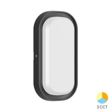 Braytron BC18-00281 12 Watt Siyah Kasa Eslips Dış Mekan LED Aplik - 3 Işık Renkli (Beyaz + Ilık Beyaz + Gün Işığı)