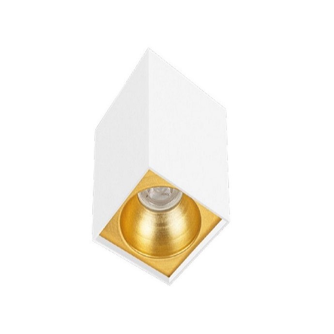 inoled 9246-04 6x6x10 cm Beyaz-Gold Sıva Üstü Spot Kasası - GU10 Duylu - Metal