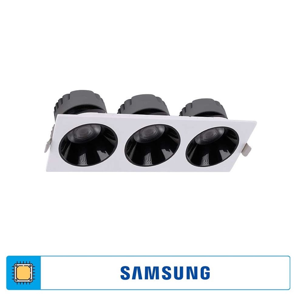ACK AD10-01700 3x10 Watt Siyah-Beyaz Üçlü Sıva Altı SAMSUNG LED Spot - Gün Işığı (3000K)